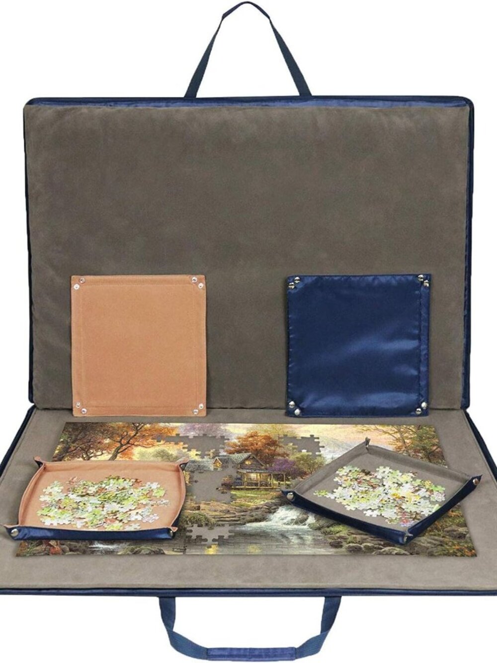 1500 Piece Jigsaw Puzzle Board with Padded Cover, Portable Case with 6 Sorting T